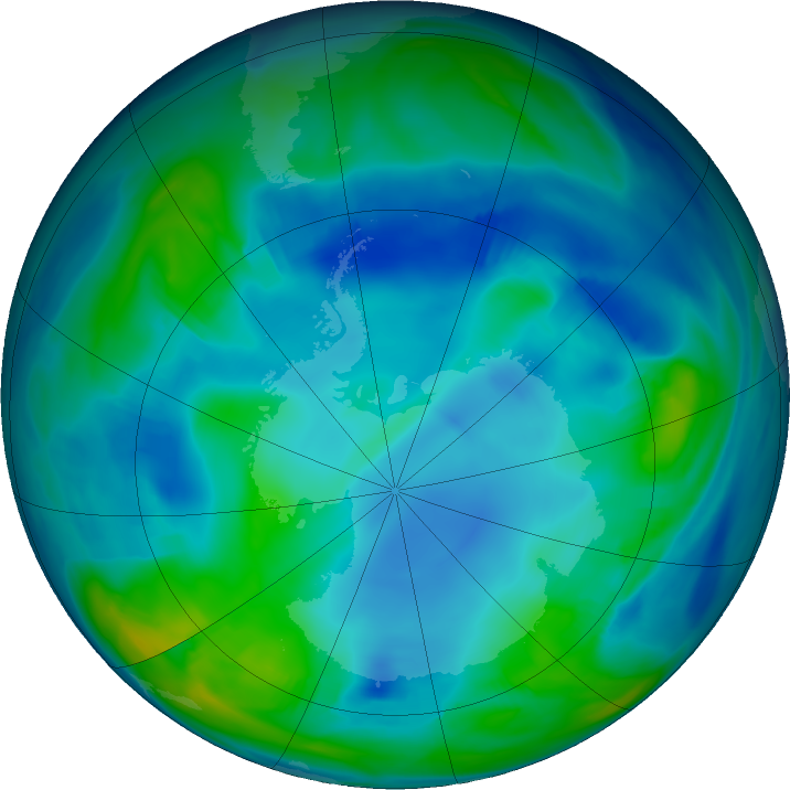 Antarctic ozone map for 20 May 2022